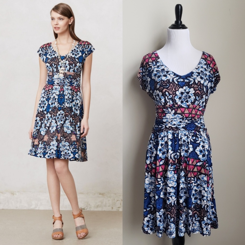Meadow Rue Anthropologie batik gardenia dress
